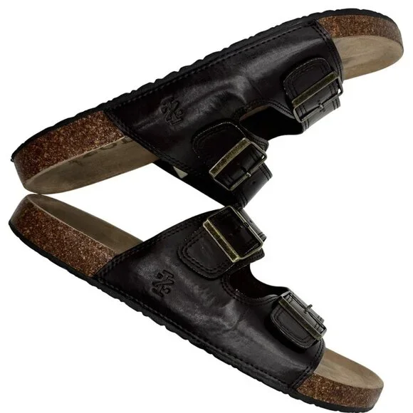 Izod Size 9 Men Nathaniel Black Sandals  Adjustable Buckles & Cushioned Footbed - Picture 2 of 11